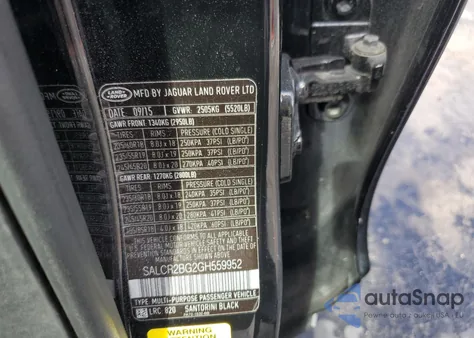 2016 Land Rover Discovery Sport Hse из США, поврежденный, VIN SALCR2BG2GH559952